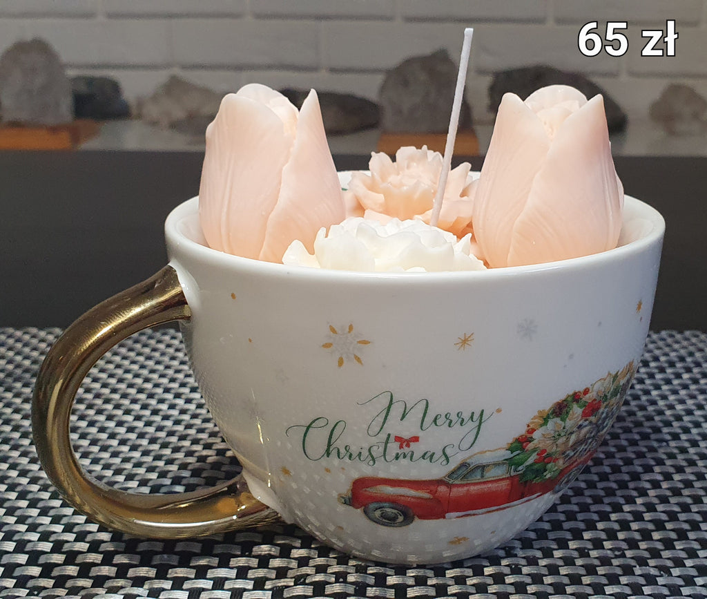 Kubek świąteczny z kwiatami