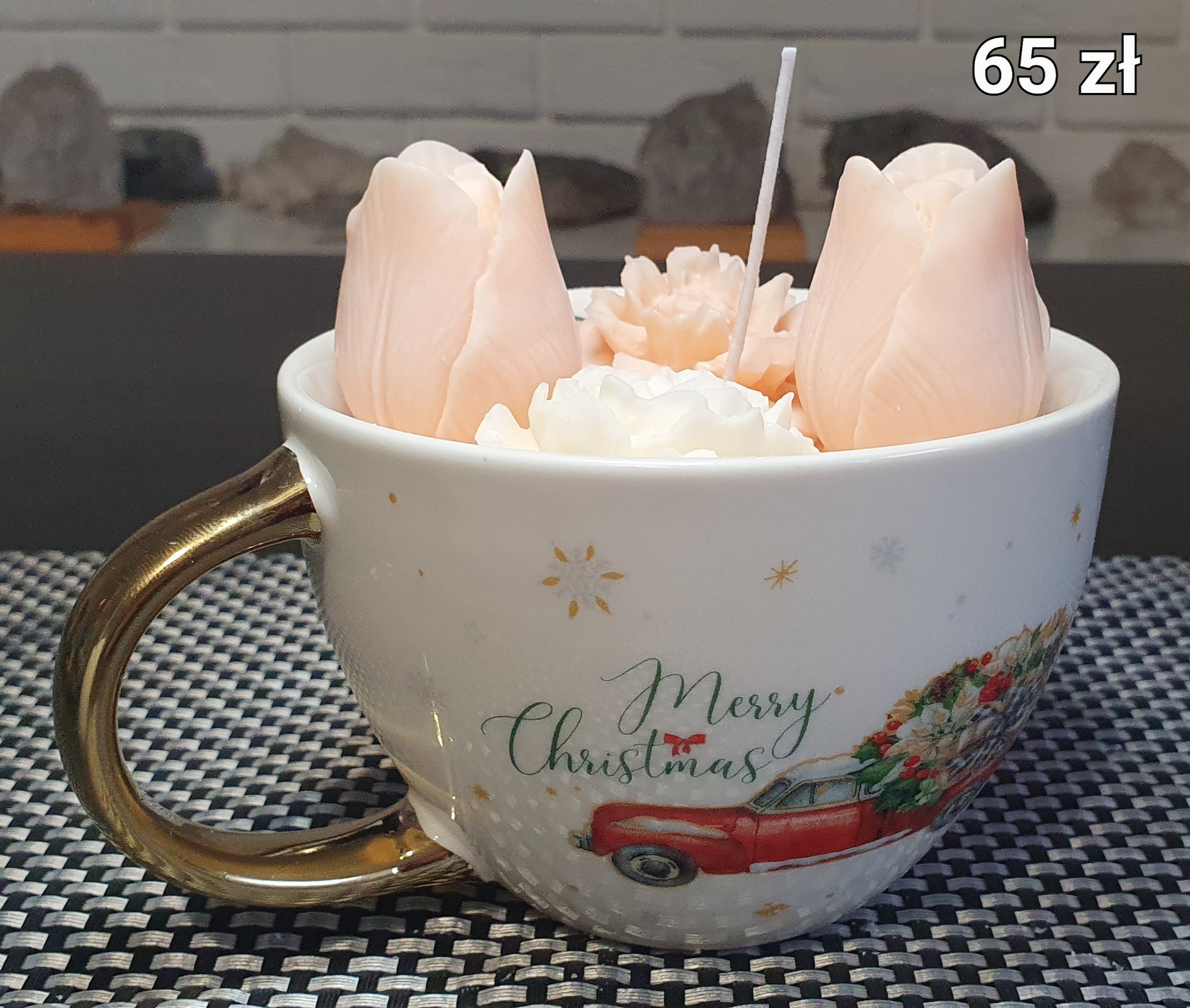 Kubek świąteczny z kwiatami